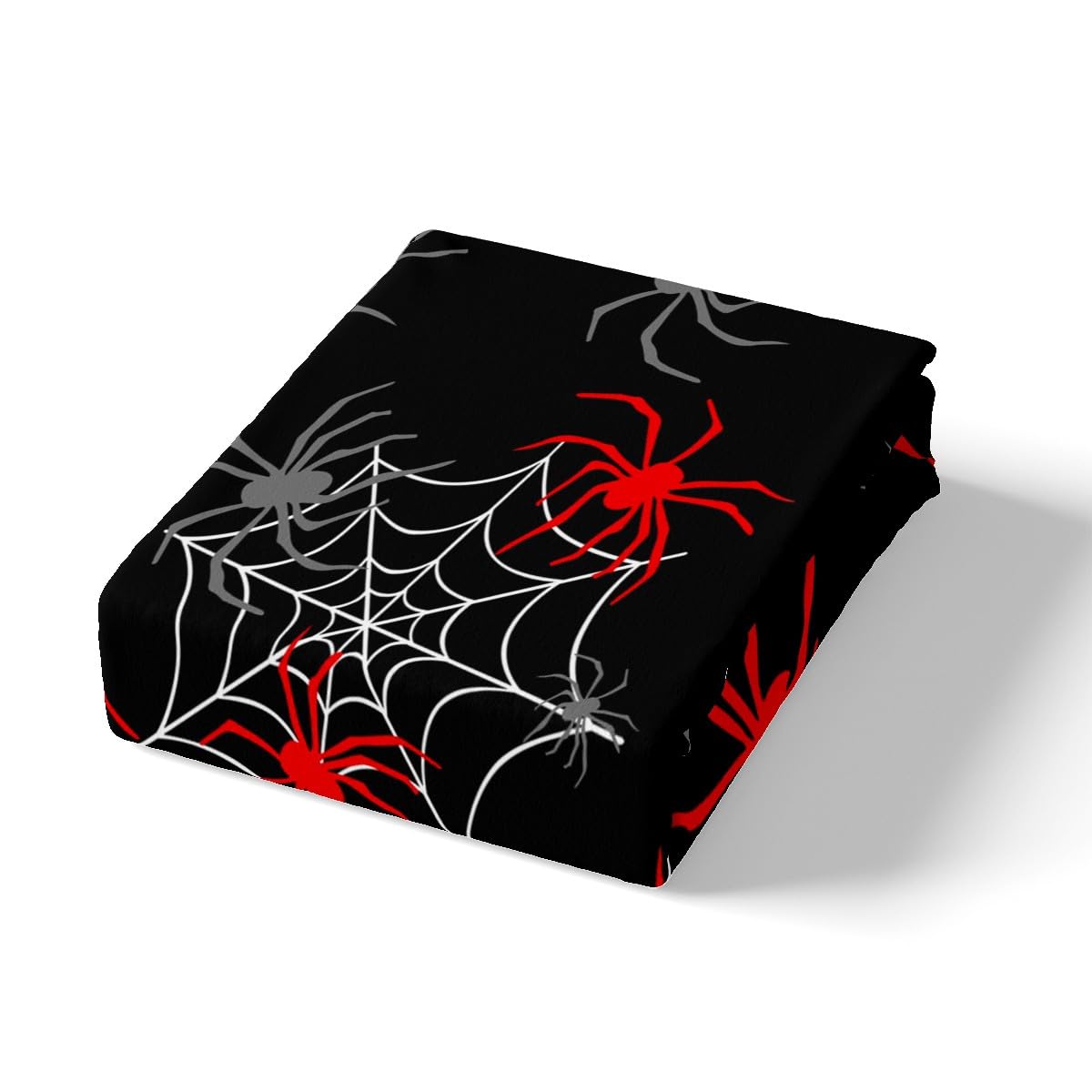 Feelyou Red Black White Cobweb Sheet Set Full Size, Scary Halloween Decorations Bed Sheets Set Scary Spider Sheets with Deep Pocket Fitted Sheet Kids Toddler Red Black Gray Animal Bedding Set 4Pcs