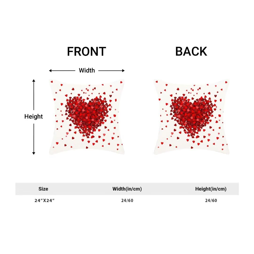 AEIOAE Valentine Pillow Covers 24 x 24 Inch Set of 2, Happy Valentines Day Throw Pillows Farmhouse Cotton Red Heart Pillow Case for Sofa Bedroom Living Room Indoor Outdoor