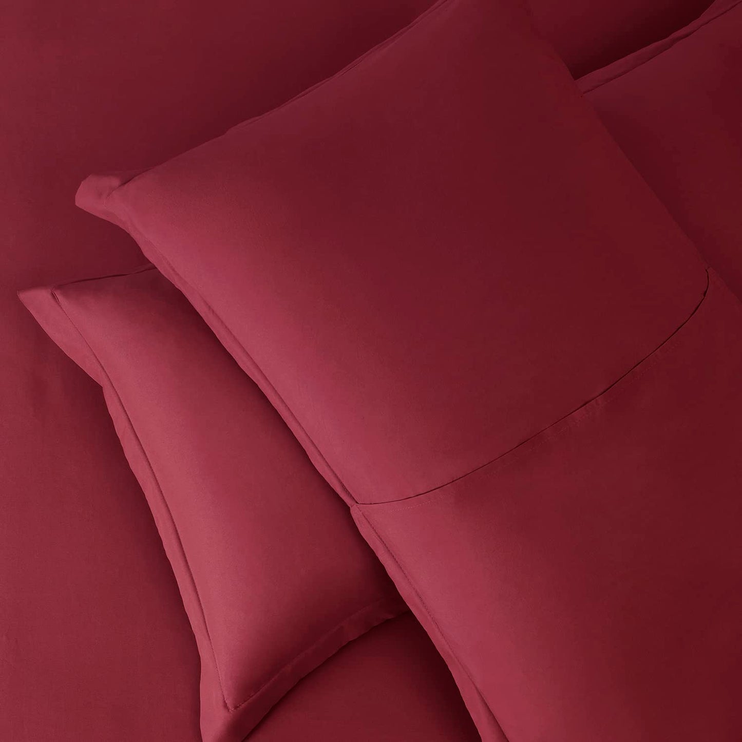 Hearth & Harbor Queen Size Duvet Cover & Bed Sheet Set Burgundy Red, 7 Piece Soft Double Brushed Bedding Set, Includes Duvet Cover, Flat Sheet, Fitted Sheet, Pillowcases and Pillow Shams