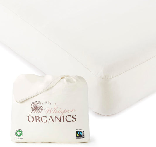 Organic Waterproof Mattress Protector King Size - 100% Waterproof Mattress Pad with Quiet & Breathable Triple Layer Protection - Fairtrade & GOTS Certified Durable Machine Washable Design (King)