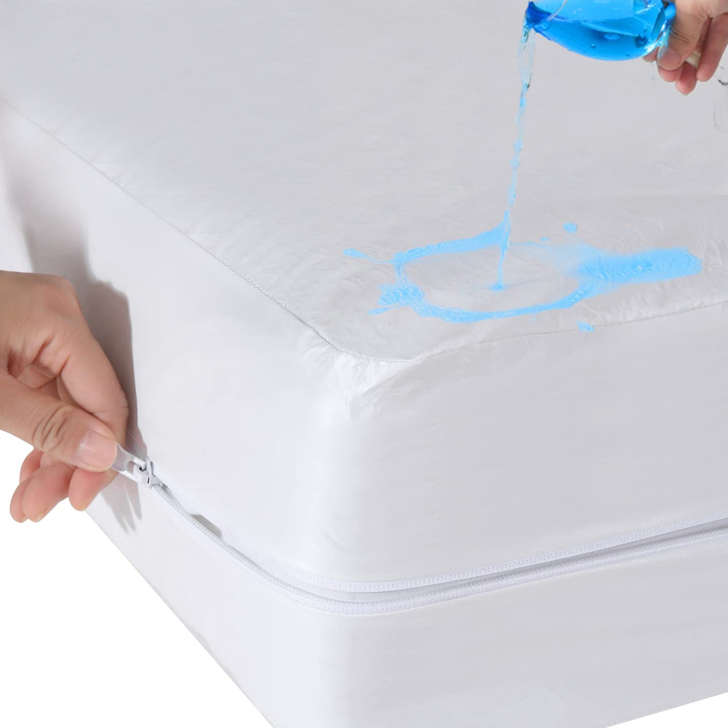 Antranfour Full Size Zippered Mattress Protector,Waterproof, Urine Proof Cover for Pets and Kids, Six-Sided Fully Encased, Fits 10-13 Inch Depth