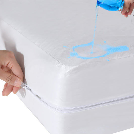 Antranfour Full Size Zippered Mattress Protector,Waterproof, Urine Proof Cover for Pets and Kids, Six-Sided Fully Encased, Fits 10-13 Inch Depth