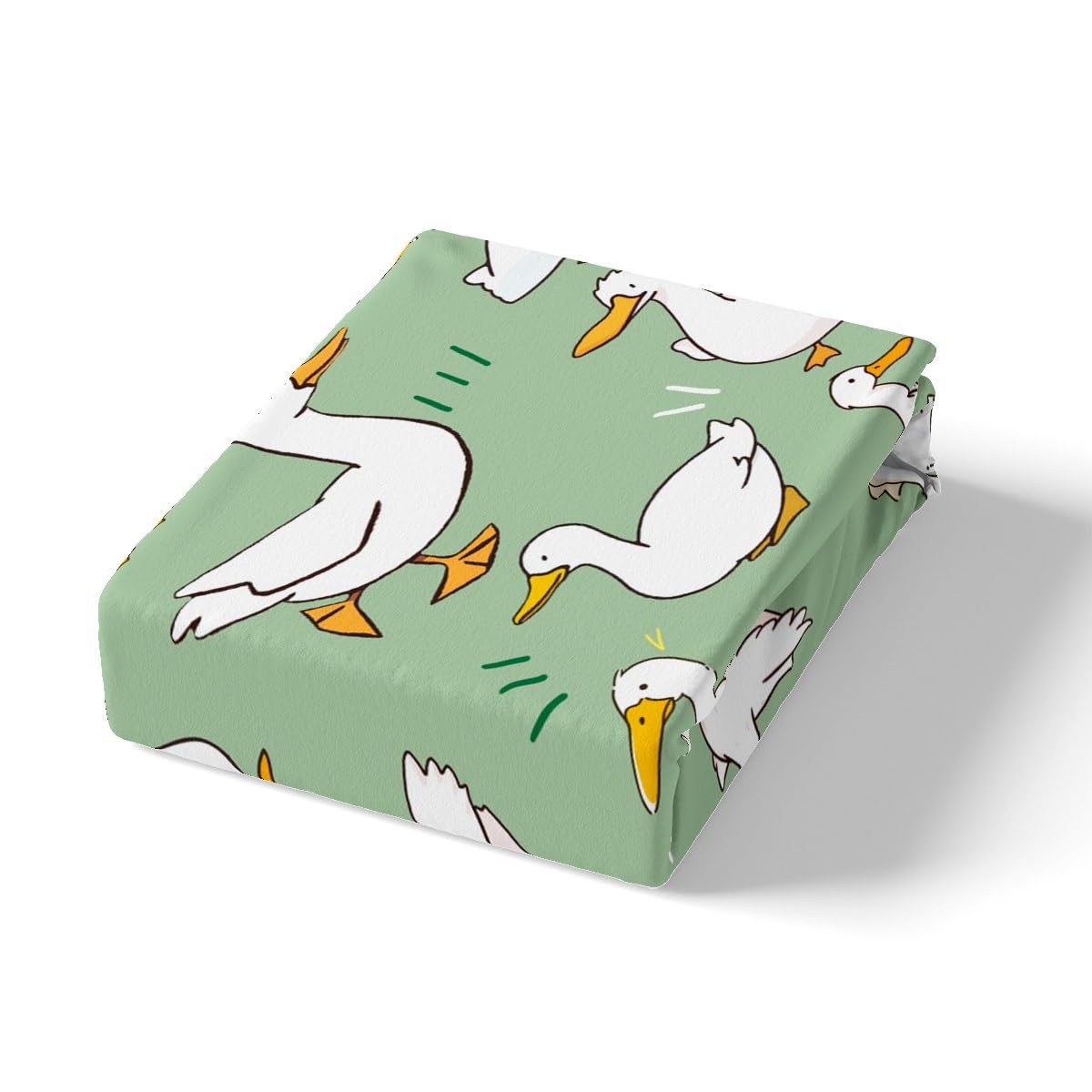 Cartoon Duck Duvet Cover Set Full Size,Cute Farmhouse Livestock Animal Comforter Cover with 2 Pillowcases,Lovely Green Natural Themed Bedding Set for Girls Teens Present, Soft Microfiber