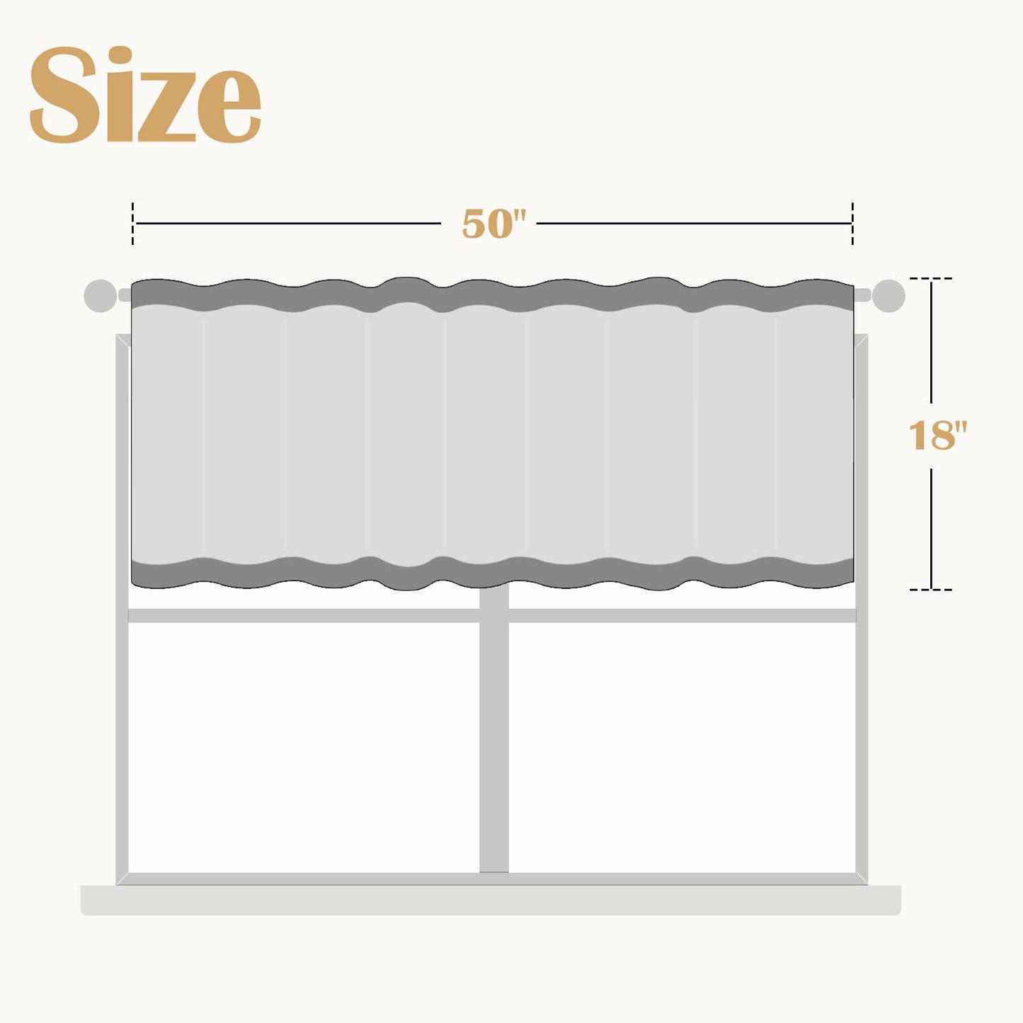 jinchan Linen Valance Kitchen Curtain Light Filter Double Layer 18 Inch