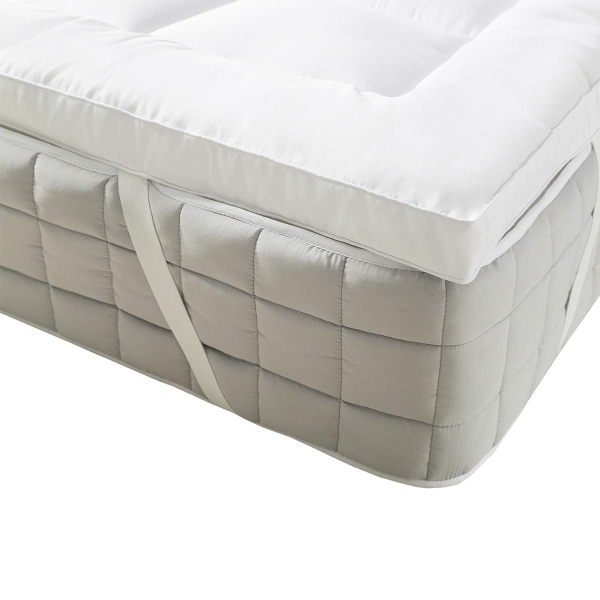Royal Hotel Bedding Mattress Topper, Top-Split-King, 2 Inches Hypoallergenic Overfilled Down Alternative Anchor Bands Mattress Topper