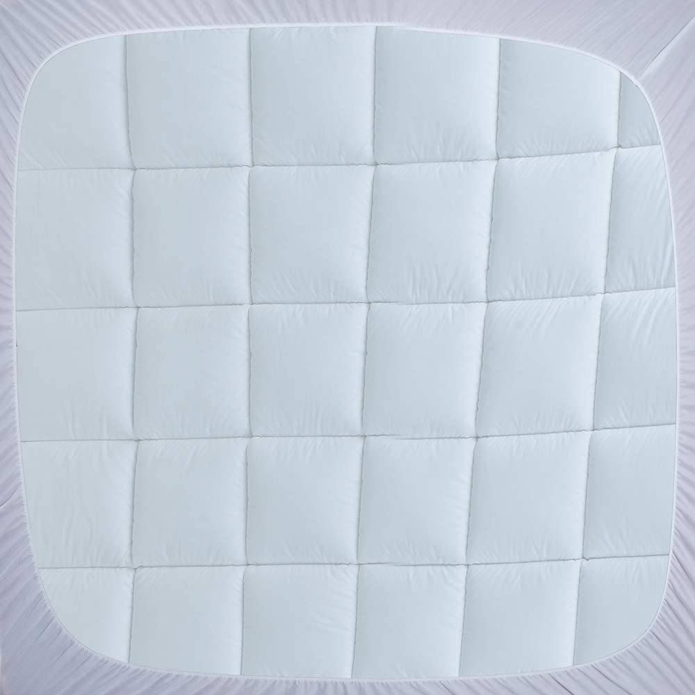 WhatsBedding Waterproof Mattress Topper King Size Cotton Top Down Alternative Filling Pillowtop Mattress Topper Cover-Fitted Quilted (Waterproof King)