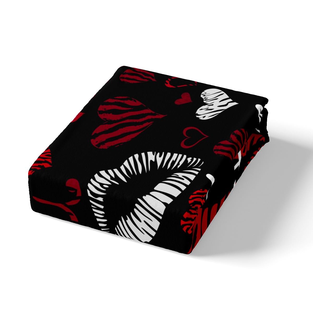 Sexy Lips Bedding Set Funny Get Naked Fitted Sheet & Pillow Sham Set for Couple Lover Kiss Bed Sheet Set White Red Woman Mouth Pattern Decor Bed Cover No Flat Sheet Room Decor Full Size 3Pcs