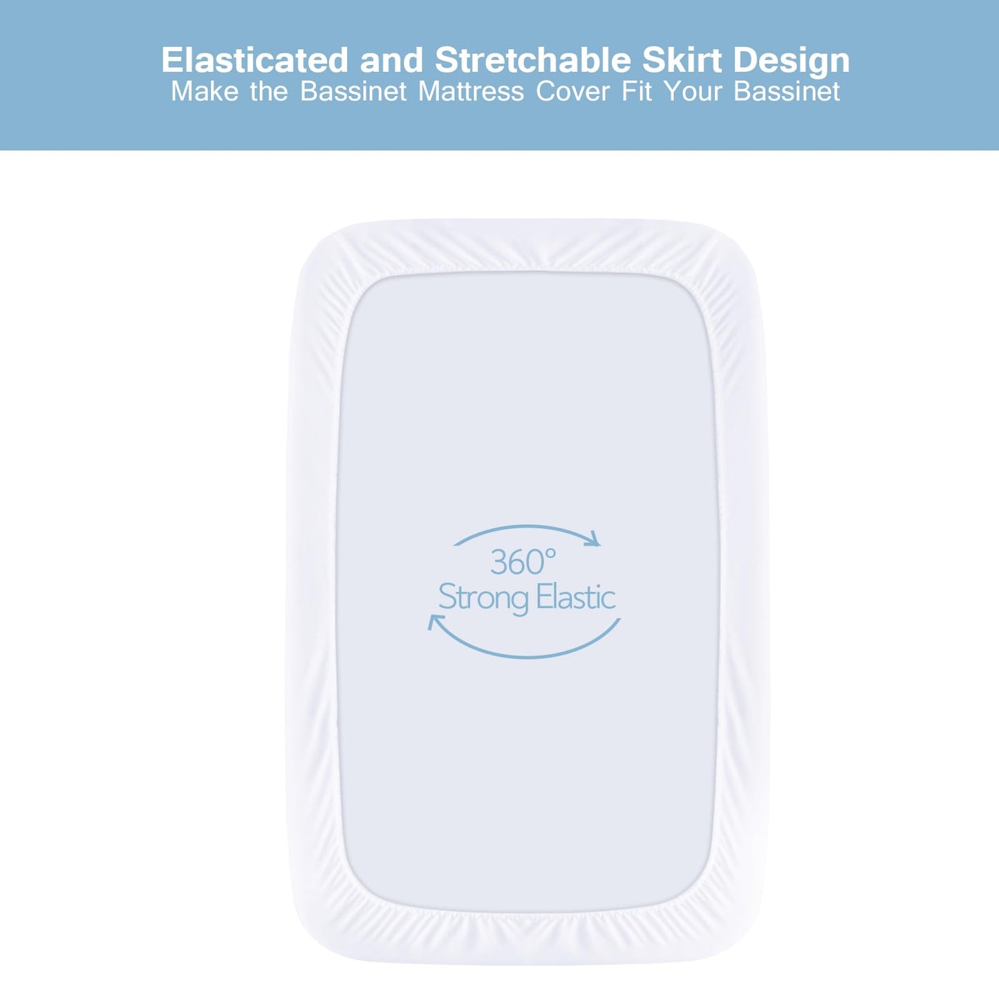 Waterproof Bassinet Mattress Protector Cover, Fits for Fodoss, BIERUM, Besrey, Bellababy and MiClassic Bassinet, 2 Pack, Skin Friendly and Breathable Bassinet Mattress Pad