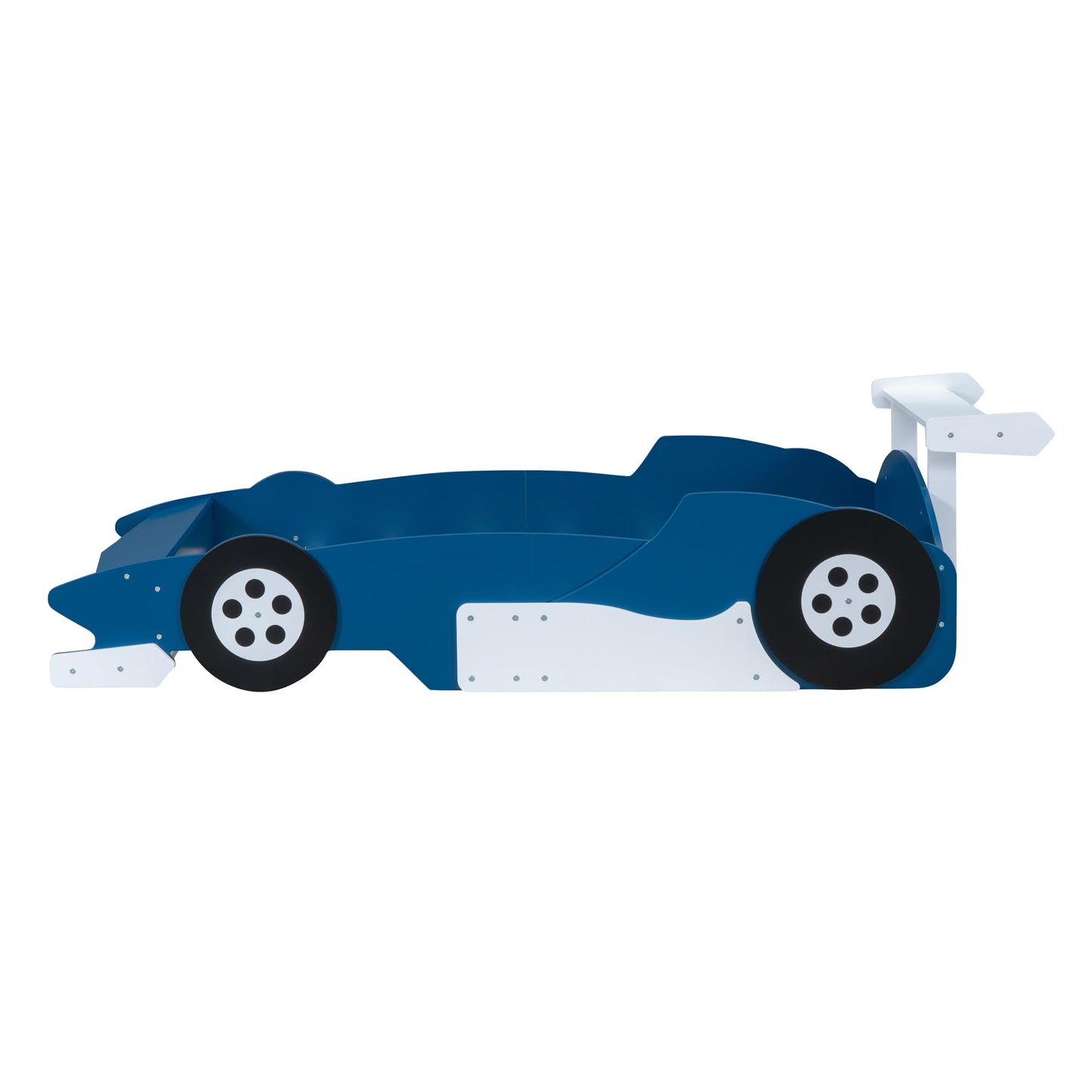 Merax Race Car Bed Frame Twin Size for Boys, Wood Car-Shaped Platform Bed with Wheels, Blue