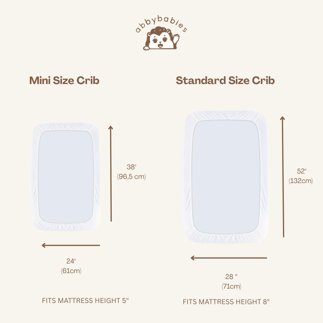 ABBYBABIES Bamboo Crib Sheets 2 Pack Waterproof Mattress Protector Set for Baby Crib, Soft Fitted Mattress Topper Alternative for Standard Crib and Toddler Bed 52x28x9in (Girl: Pink, Purple)