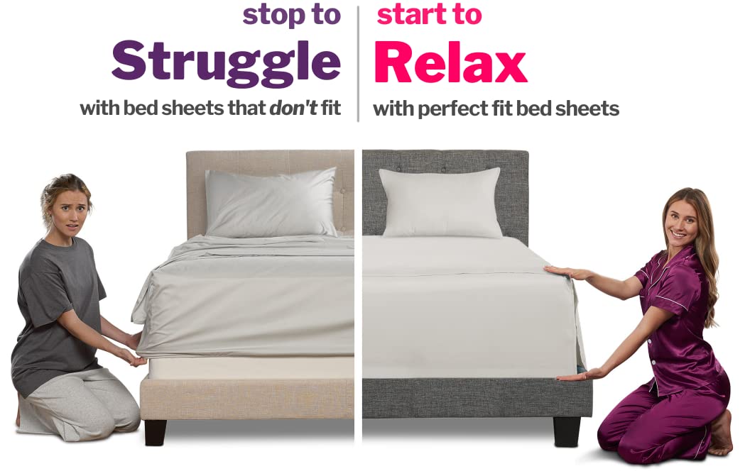 Deep Pocket King Sheets - King Size Sheet Sets with Zippered Pillowcases - 18 Inch Deep Pockets - Fitted & Oversize Flat Sheets