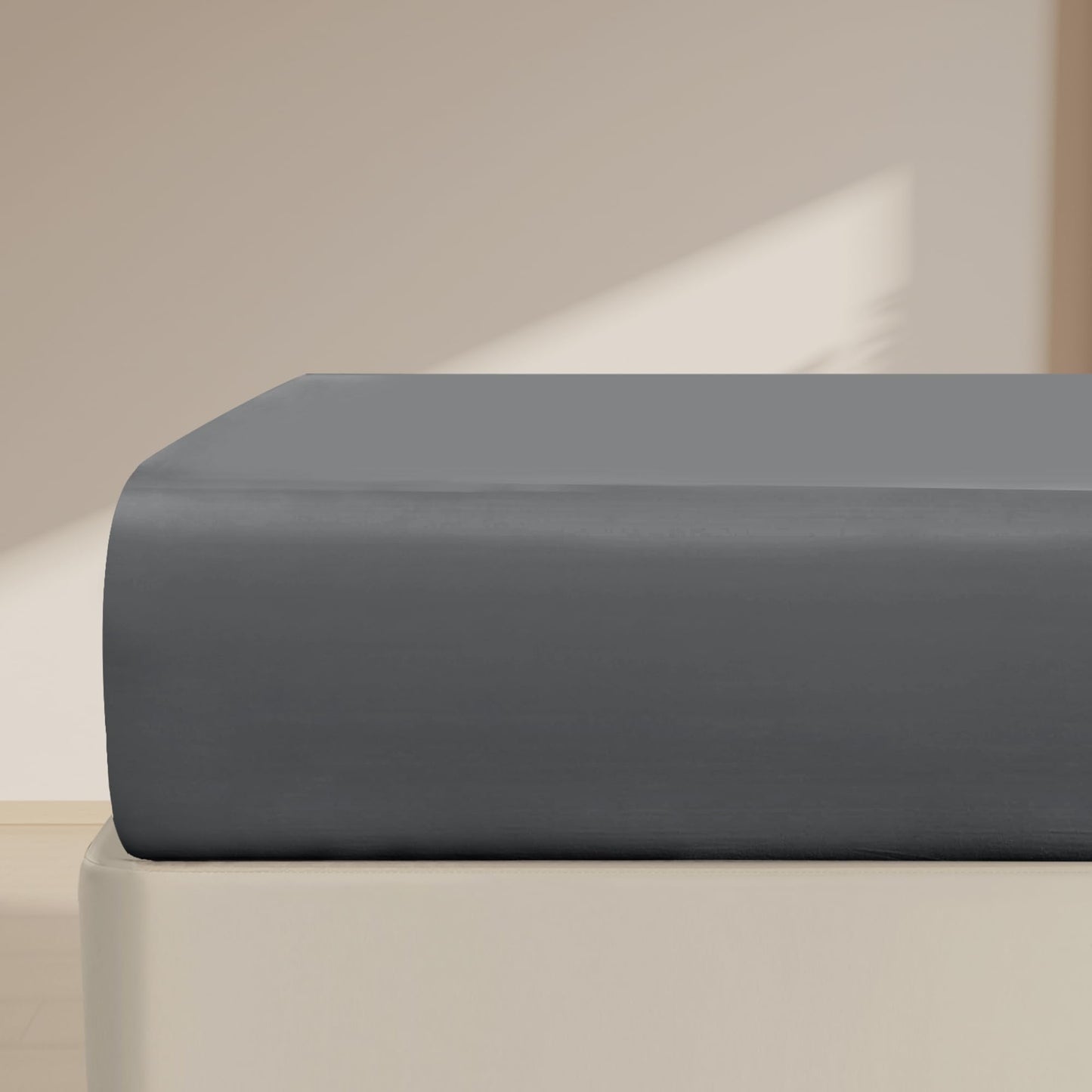 FreshCulture Queen Fitted Sheet Only – Premium Hotel-Quality Fitted Sheet for Queen Bed – Ultra Soft & Breathable Brushed Microfiber – Elegant Black Box Packaging (Dark Grey)