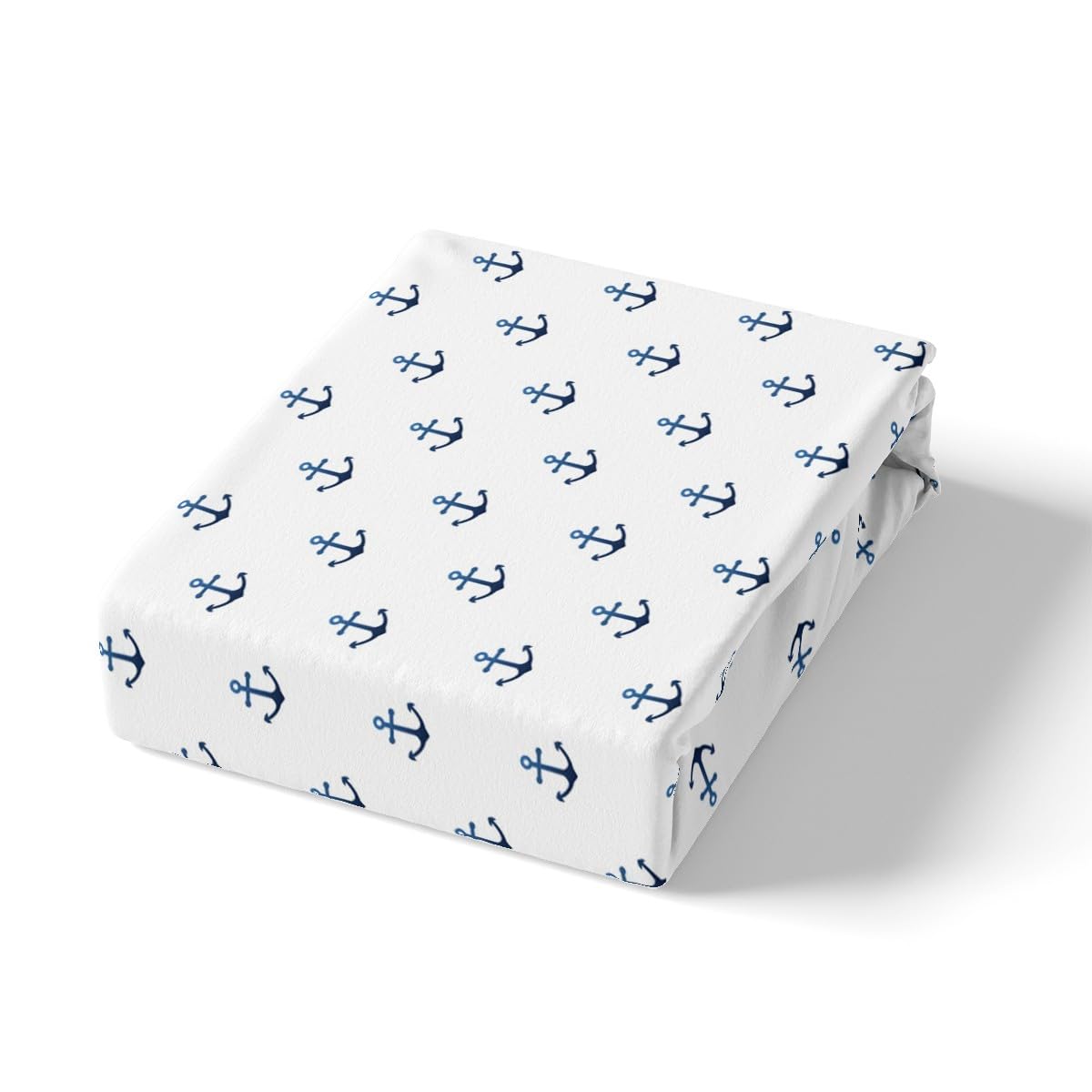 Cartoon Anchor Kids Fitted Sheet Twin Size,Nautical Adventure Ocean Anchor Bedding Set,Girls Boys Men Room Decor,Lake House Fishing Bed Cover,Blue White Fashion Bed Sheet,1 Pillowcase