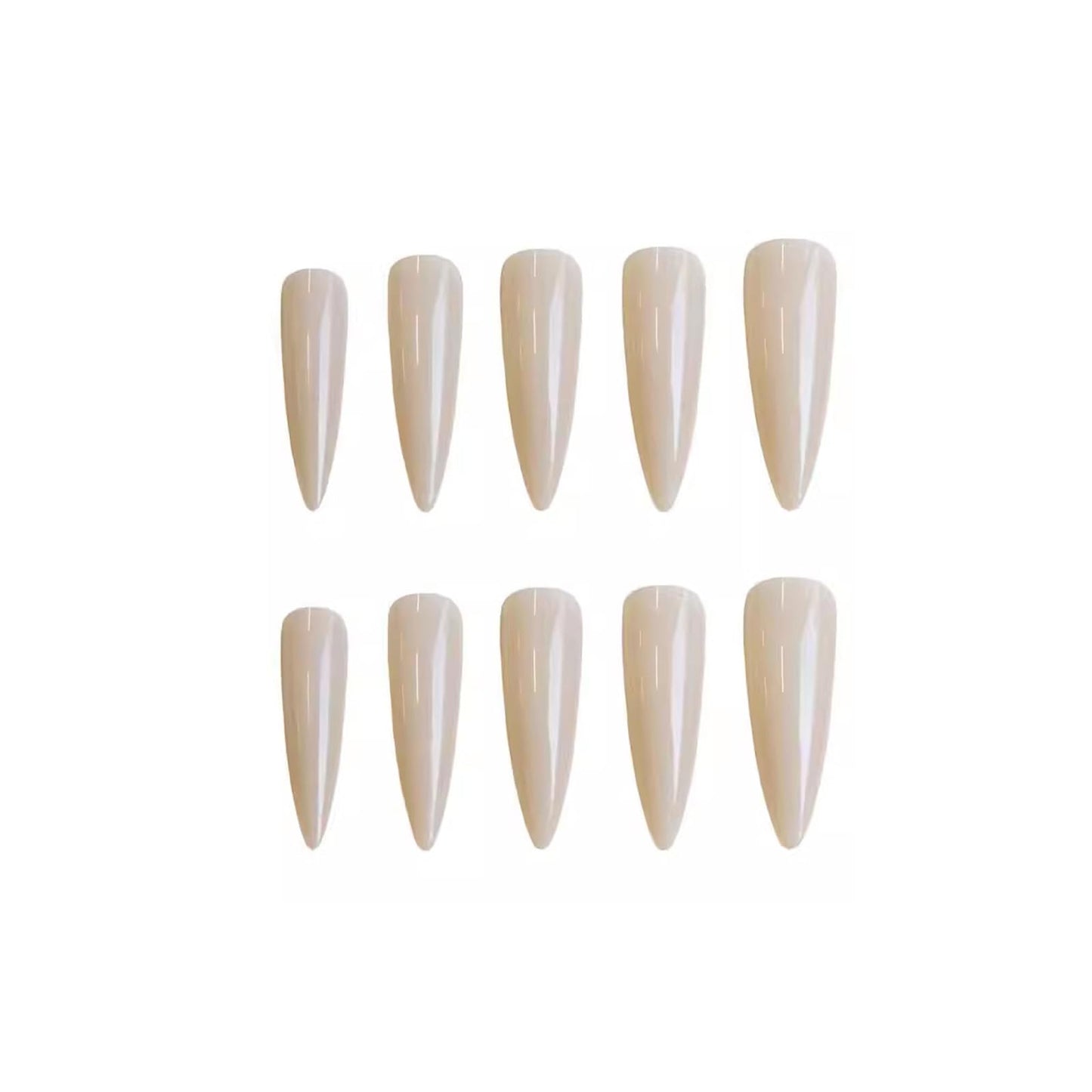 SINHOT Stiletto Press on Nails - Long Fake Nails, Glossy Finish, Nude Natural Design, DIY Artificial False Nail Art - 24 Pcs Nail Kit with Glue