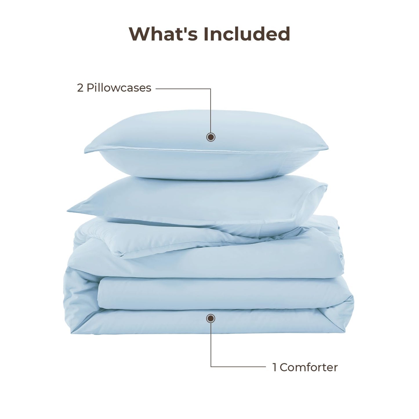 Litanika Comforters Light Blue King Size, 3 Pieces Lightweight Solid Bedding Comforter Set, All Season Fluffy Bed Set (104x90In Comforter & 2 Pillowcases)