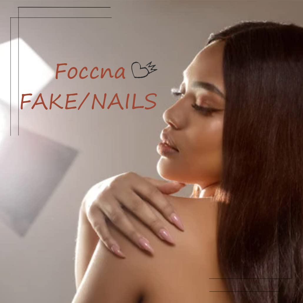 Foccna Almond Press on Nails Short Acrylic Fake Nails Flower Design Women's False Nails with Design Nail Tips for Women&Girls 24PCS