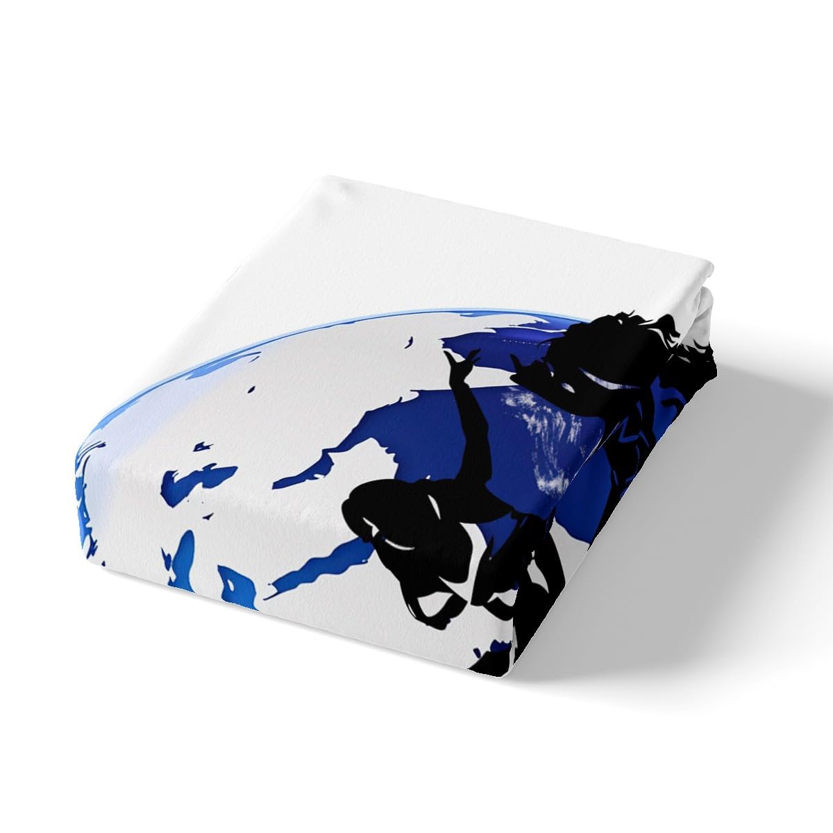 Manfei Hip-hop Sheet Set Dancing People Silhouettes Print Fitted Sheet Musical Theme Bedding Set 2pcs for Kids Boys Soft Polyester Bed Sheets (1 Fitted Sheet + 1 Pillow Case) Twin Size