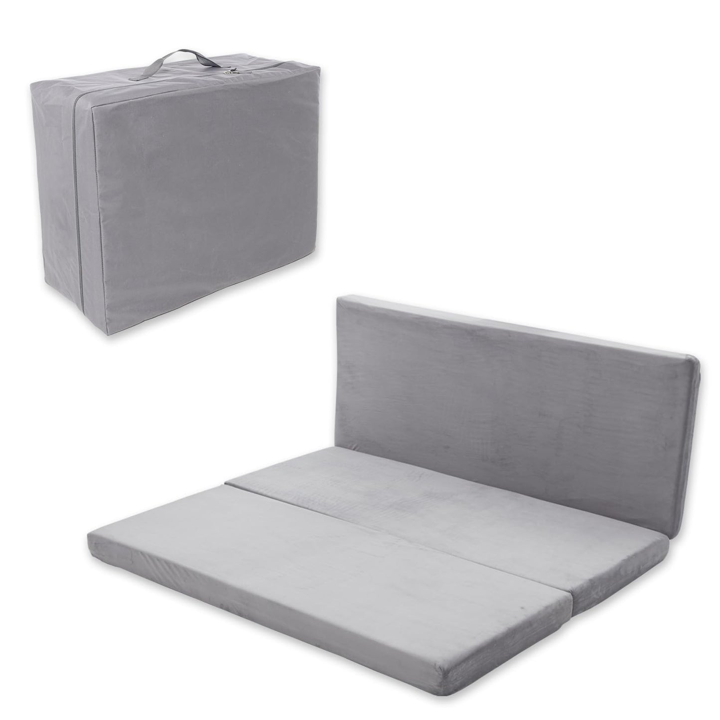 SINWEEK 3.95" Full Memory Foam Folding Topper with Storage Bag - Foldable Trifold Floor Mat Topper, CertiPUR-US Certified Guest Sleeping Pad, Machine Washable Cover