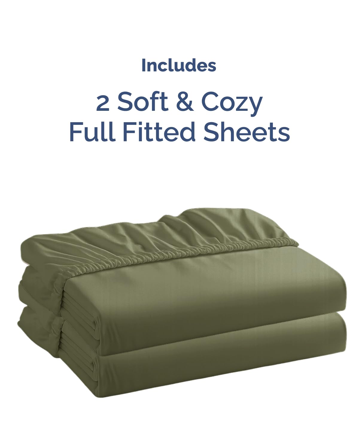 Full Size Fitted Bed Sheet - Pack of 2 Single Fitted Bottom Sheet Only - Fits Mattress Up To 16" Deep Pockets - Extra Soft, Cozy, Breathable & Cooling - Hotel Quality, Fade & Wrinkle Free - Sage Green