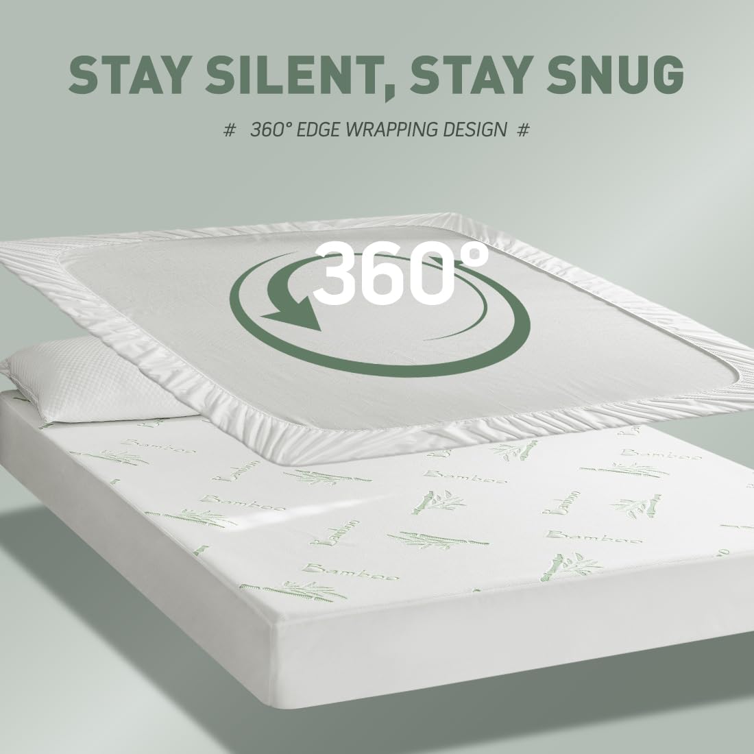 Flippeddream Cooling Queen Mattress Protector-100% Waterproof & Noiseless Rayon Fiber Mattress Cover (60" x 80") Size Bed Soft, Breathable, Guards Against Spills Matterss Pad - Pockets Up to 21″
