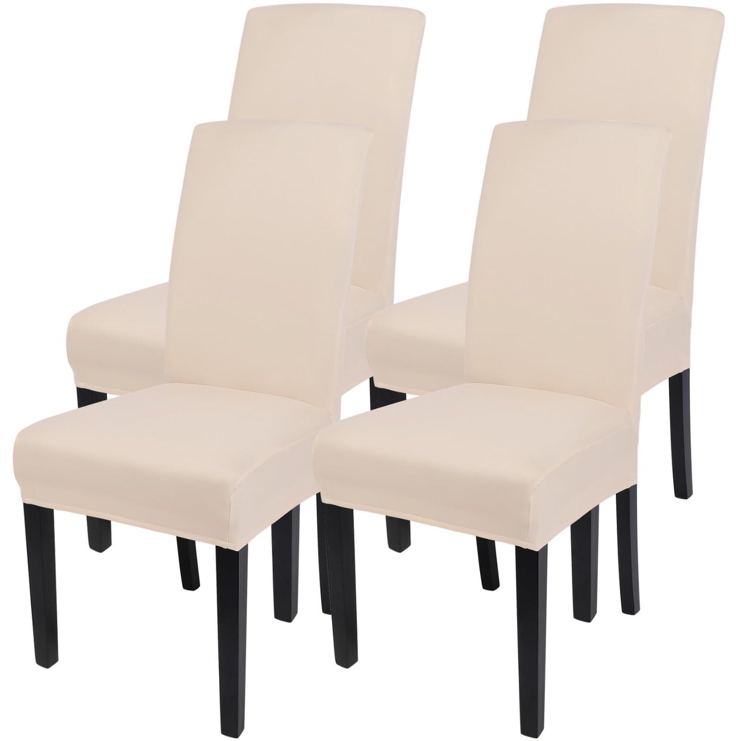 SearchI Dining Room Chair Covers Set of 4, Stretch Parsons Chair Slipcovers Super Fit Spandex Removable Washable Kitchen Chair Protector Cover for Dining Room, Hotel, Ceremony (Beige-Yellow)