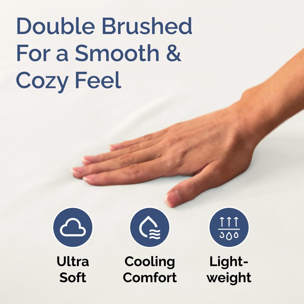 Queen Fitted Bed Sheet - Bottom Single Fitted Sheet Only - Ultra-Soft Hotel Luxury Bedding w/ 8-16 Inch Deep Pockets - Breathable & Wrinkle Free - Easy-Care, Fade & Shrink Resistant - Antique White