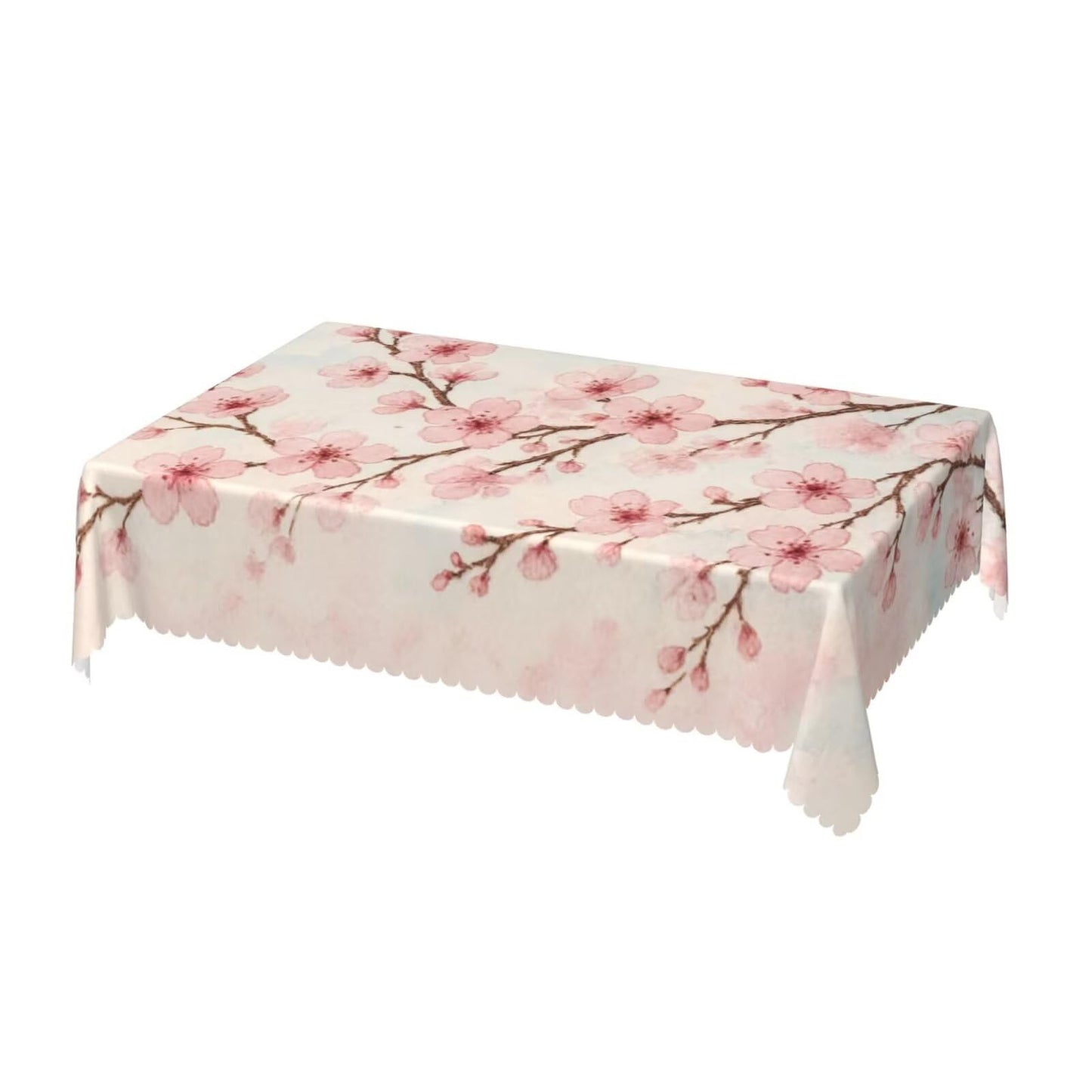 ZEJAYFEY Cherry Blossoms Rectangle Tablecloth Pink Floral Branches Table Cloths Spring Japanese Style Flowers Botanical Washable Table Cover for Home Kitchen Dining Party Decor 54 x 72 Inch