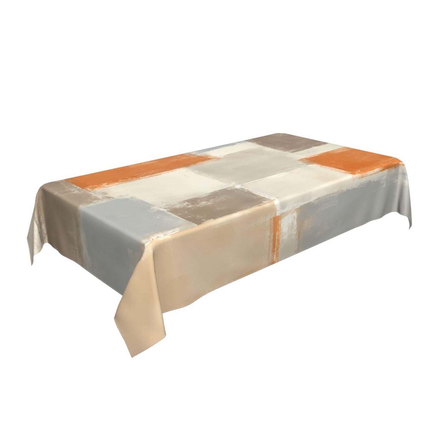 mutakin Orange Grey Abstract Rectangle Tablecloth Waterproof Geometric Table Cloth Washable Table Cover for Decoration Kitchen Dining Room 60x90 Inch