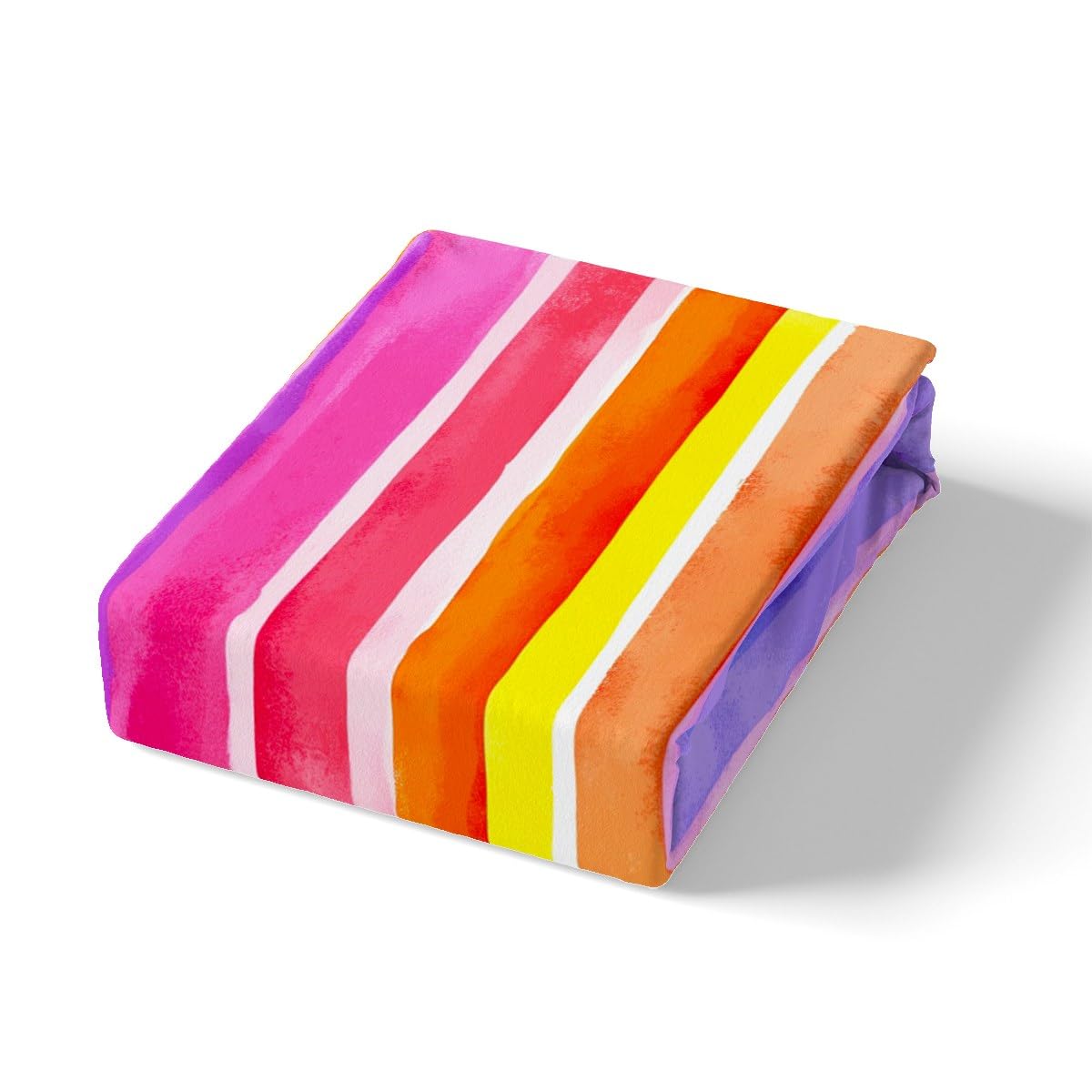 Feelyou Rainbow Bedding Fitted Sheet with Colorful Stripes - 1 Bed Sheet Set with 2 Pillowcases for Kids - Full Size