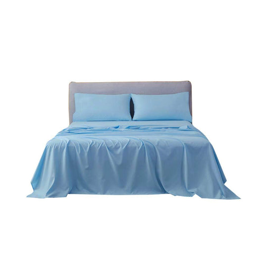 Angel Bedding Bed Sheet Set - Brushed Microfiber 1800 Bedding - (Deep Pocket Fits Upto 15 Inch) - Wrinkle, Fade, Stain Resistant - 4 Piece (Cal King, Solid Light Blue)
