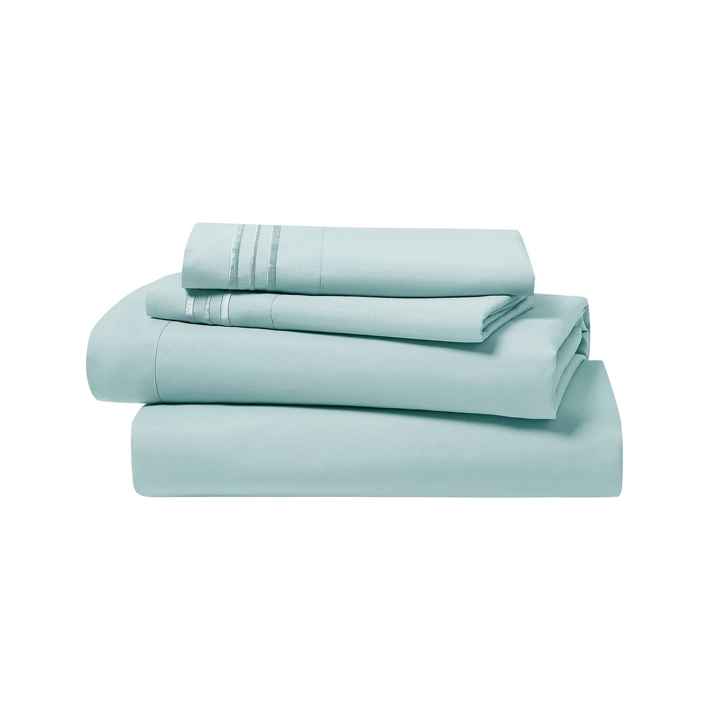 Clara Clark Bed Sheets, Premier 1800 Series 4 Piece Bed Sheet Set, Deep Pocket, Wrinkle, Fade, Stain Resistant, Luxury Soft Bedding Sheets & Pillowcases, Queen, Light Blue Aqua