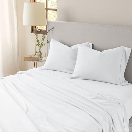 Jennifer Adams Eternal Sheet Set, 4-Piece Microfiber Sheets & Pillowcases - Ultra-Soft, Breathable and Wrinkle-Resistant (White, King)