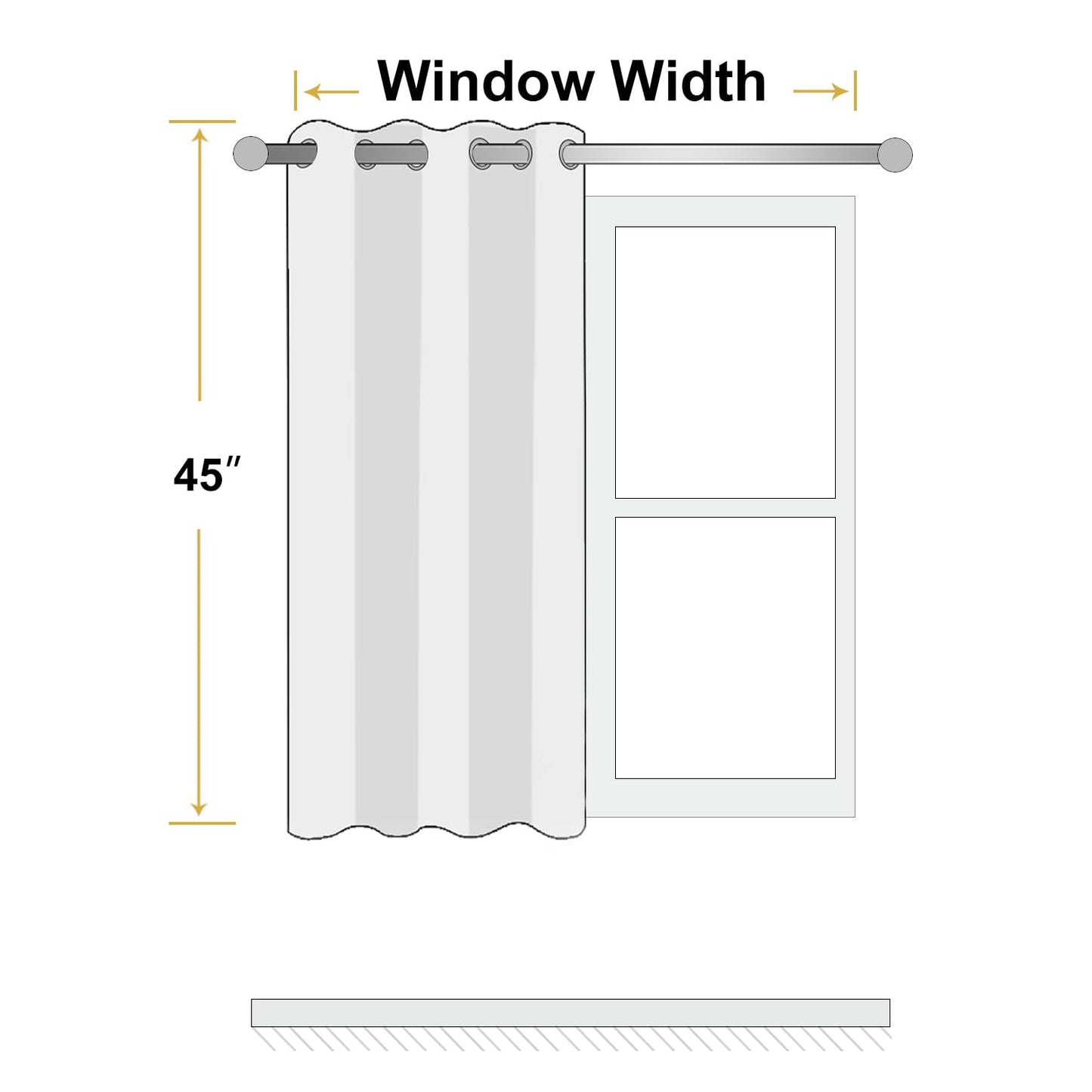 ChrisDowa 100% Blackout Pure White Solid Curtains 45 Inches Long 2 Panels for Bedroom Living Room,Farmhouse Room Darkening Thermal Insulated Soundproof Grommet Top Window Treatment Drapes,52x45