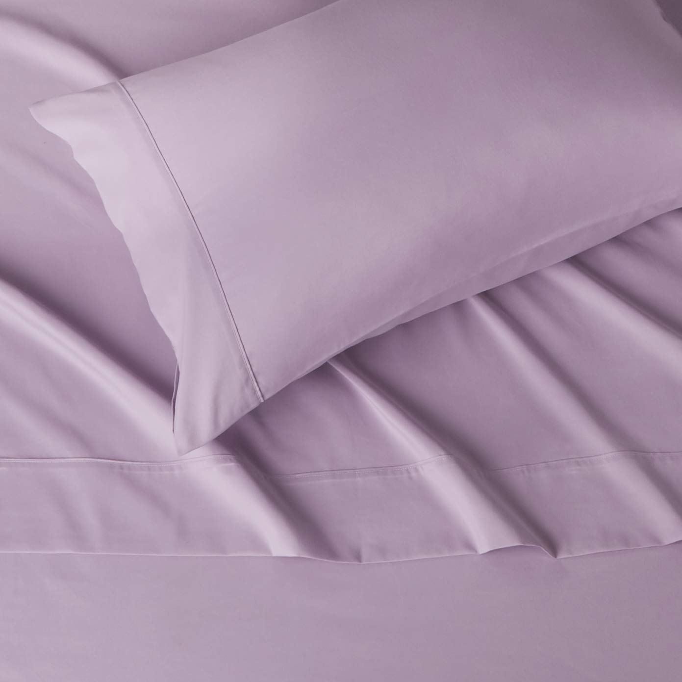 Amazon Basics Lightweight Super Soft Easy Care Wrinkle-Free Breathable Brushed Microfiber 3 Piece Bed Sheet Set with 14-Inch Deep Pockets, Twin, Frosted Lavender, Solid