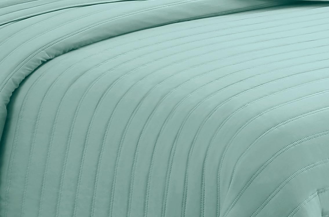MK Collection Embossed Modern Quilt Oversized Coverlet Bedspread Set Solid Color New #Nancy (Aqua, King/Cal King)