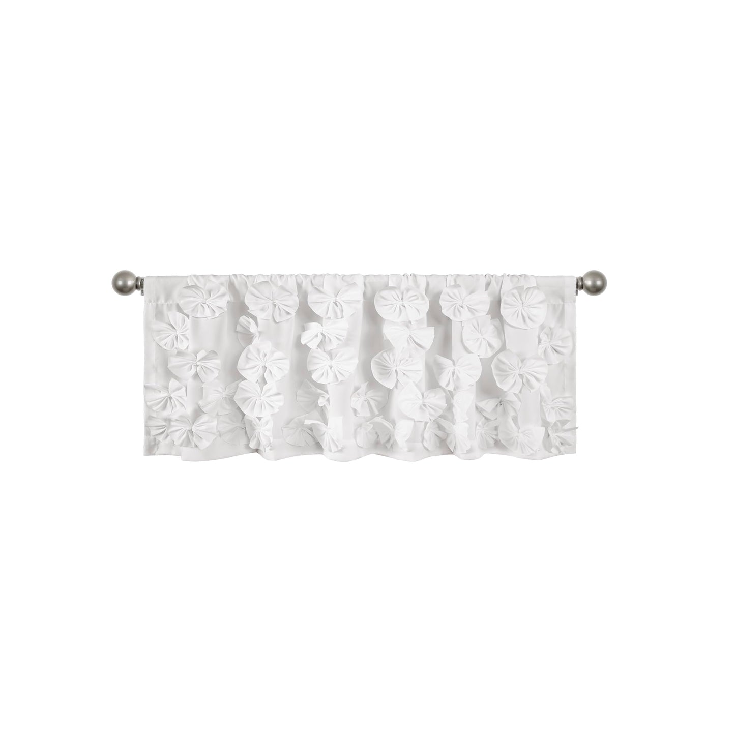 Lush Decor Riley Window Valance, Single 54" W x 18" L, White - Valance Curtains - Kitchen Valances for Windows - Bathroom Window Curtains