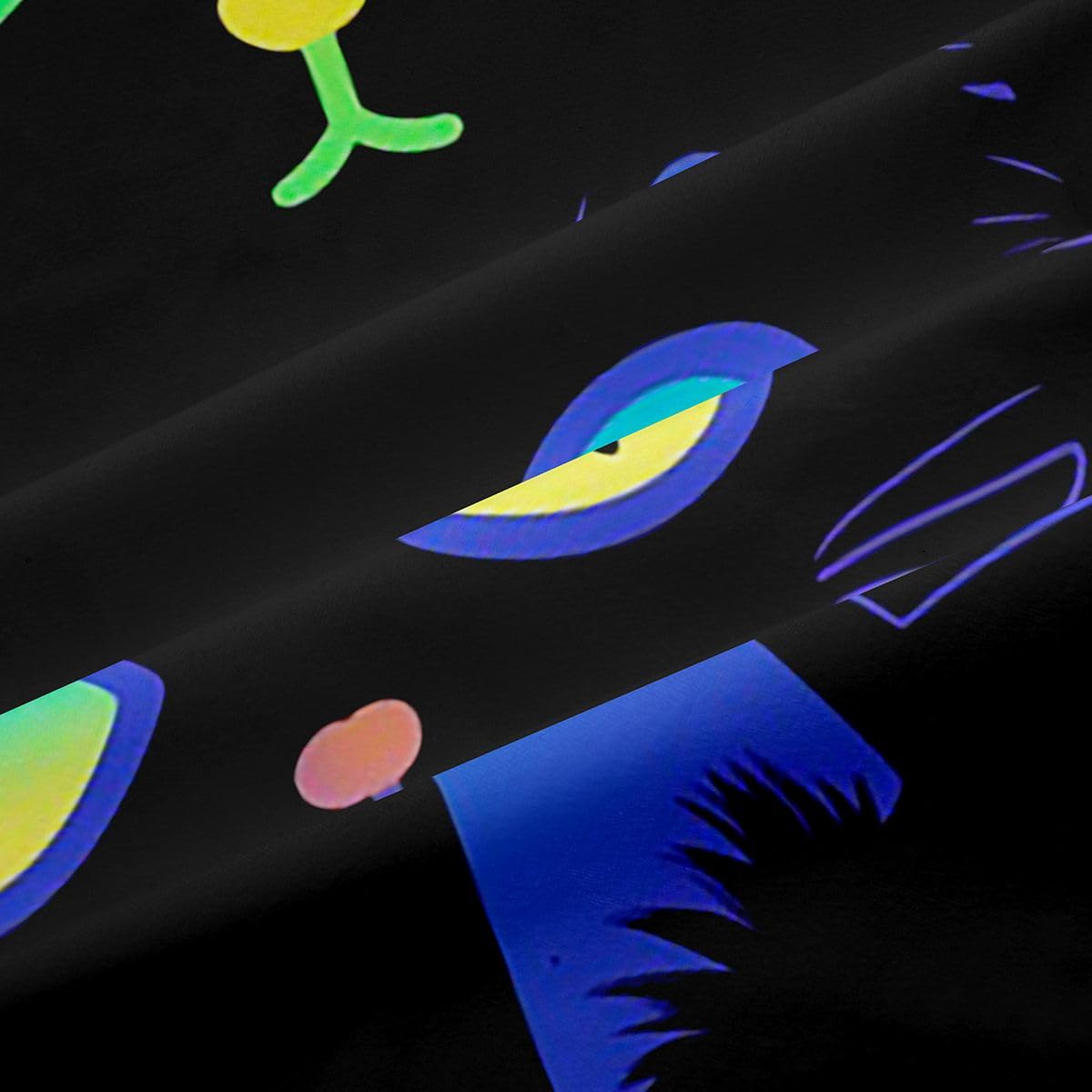 Feelyou Cartoon Cat Curtain for Bedroom Children Pet Cats Darkening Window Dreapes Cute Kitten Neon Light Blackout Curtains() Decor 3D Animal Cat Lover's Window Treatments (2 Panels, 52 x 84 Inch)