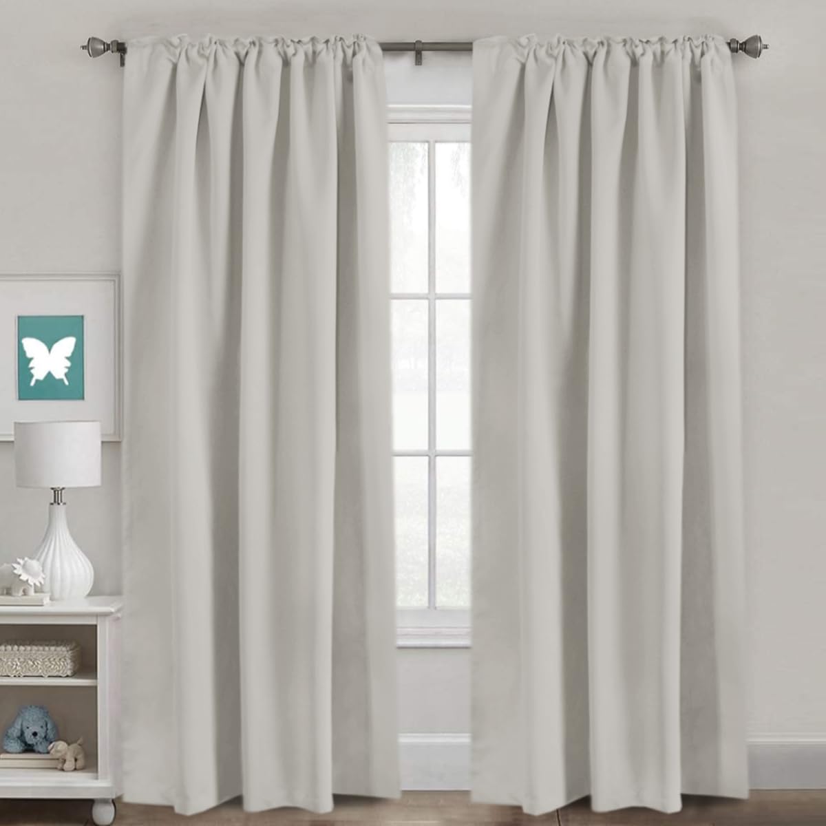 H.VERSAILTEX Blackout Curtains Thermal Insulated Window Treatment Panels Room Darkening Blackout Drapes for Living Room Back Tab/Rod Pocket Bedroom Draperies, 52 x 84 Inch, Ivory/Cream, 2 Panels