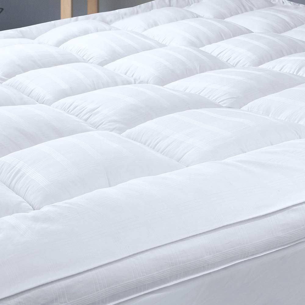Extra Thick Pillow Top 3 Inch Mattress Topper Queen Size for Firm Mattress, Cooling Fluffy Cotton Hotel Mattress Bed Topper for Cloud Like Sleep & Back Pain, Plush Soft Pad, Fit to 6"-22" Mattress