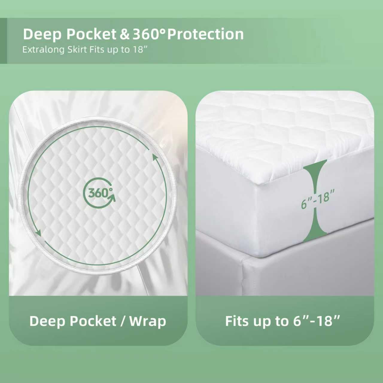 PDXM Waterproof Mattress Protector, Mattress Cover, Soft, Breathable,Noiseless, Deep Pocket 6-18 inches, White for Home Hotel Bedroom,Easy wash (Queen)