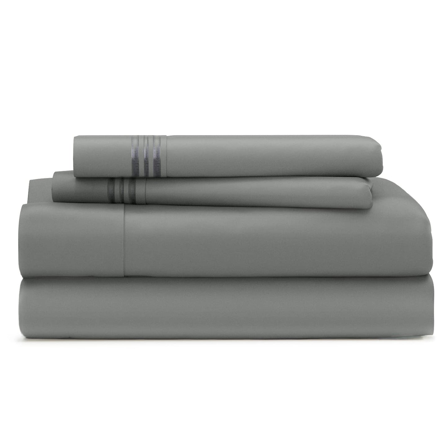 Cosy House Collection Everyday 1500 Series Bed Sheet Set - Ultra Soft & Cool Hotel Luxury Bedding - Deep Pocket - Wrinkle, Stain and Fade Resistant - 4 Piece Set (Queen, Charcoal