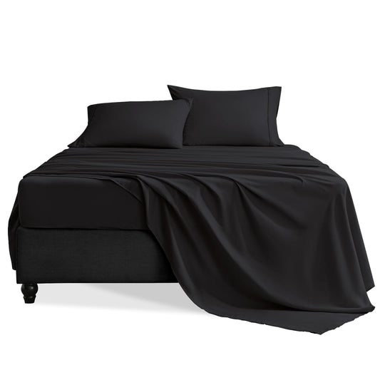 Swiftify Twin Sheets Set, 3 Pieces Hotel Luxury Soft Microfiber Bed Sheets Set, Up to 16" Deep Pockets, Oeko-Tex Sheets with Elastic, Breathable, Wrinkle Free(Black,Twin)
