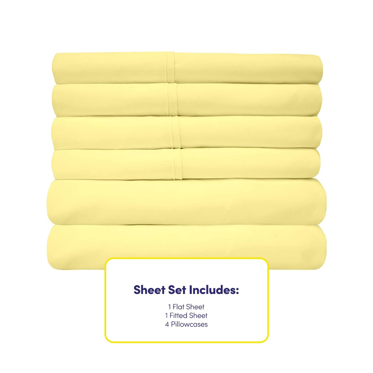 Queen Sheets Pale Yellow - 6 Piece 1500 Supreme Collection Fine Brushed Microfiber Deep Pocket Queen Sheet Set Bedding - 2 Extra Pillow Cases, Great Value, Queen, Pale Yellow