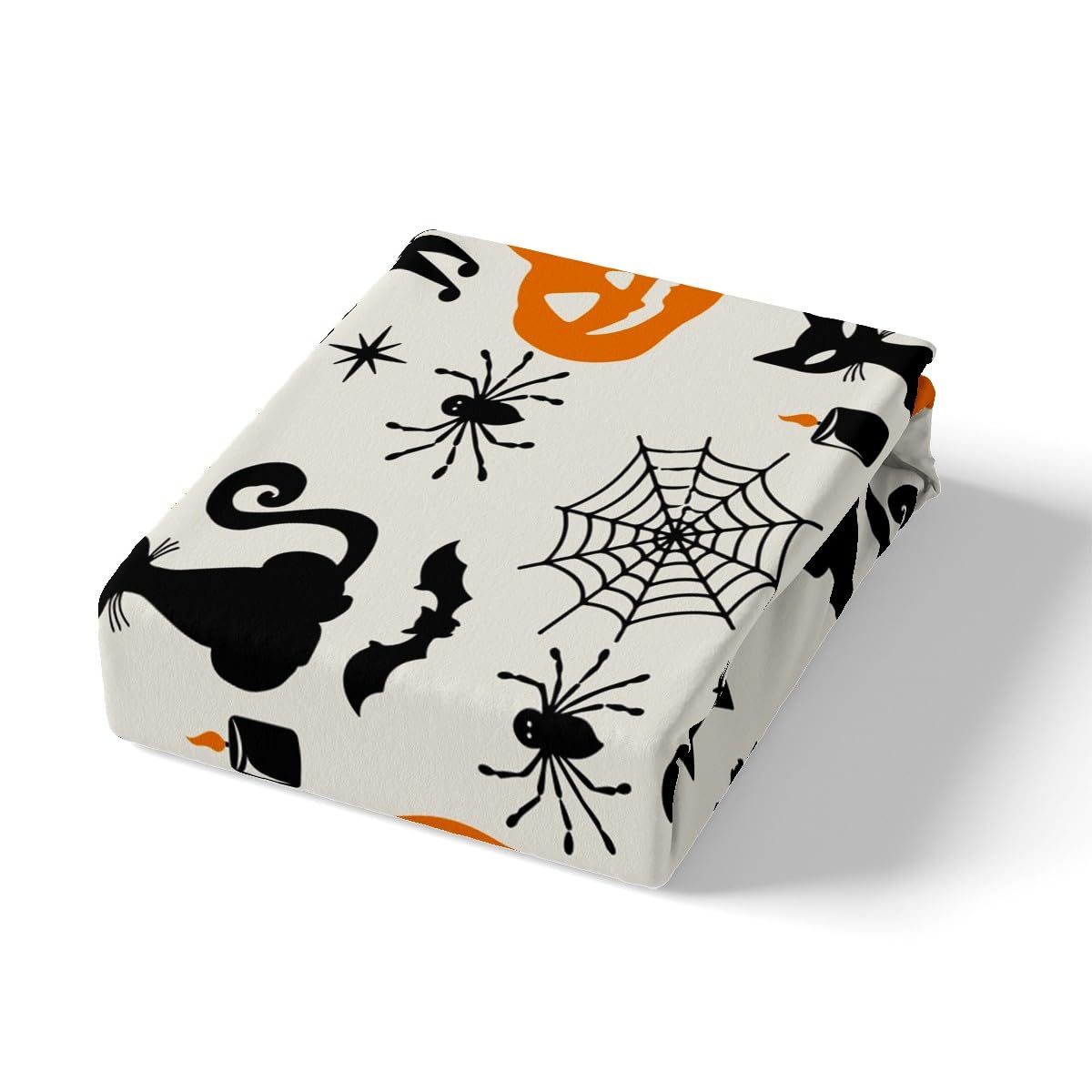 Feelyou Black Cat Halloween Decorations Sheets Set Twin Size Pumpkin Ghost Cats Bedding Set Toddlers Teens Adults Halloween Festival Themed Fitted Sheet Black Orange Bed Sheet Set