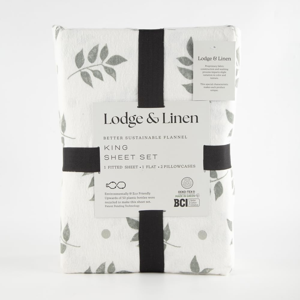 Flannel Sheets Queen Size Rich Cotton -High GSM Flannel Bed Sheet Deep Pockets - Warm & Cozy Flannel Sheet Set for All Seasons (Washy Leaf)