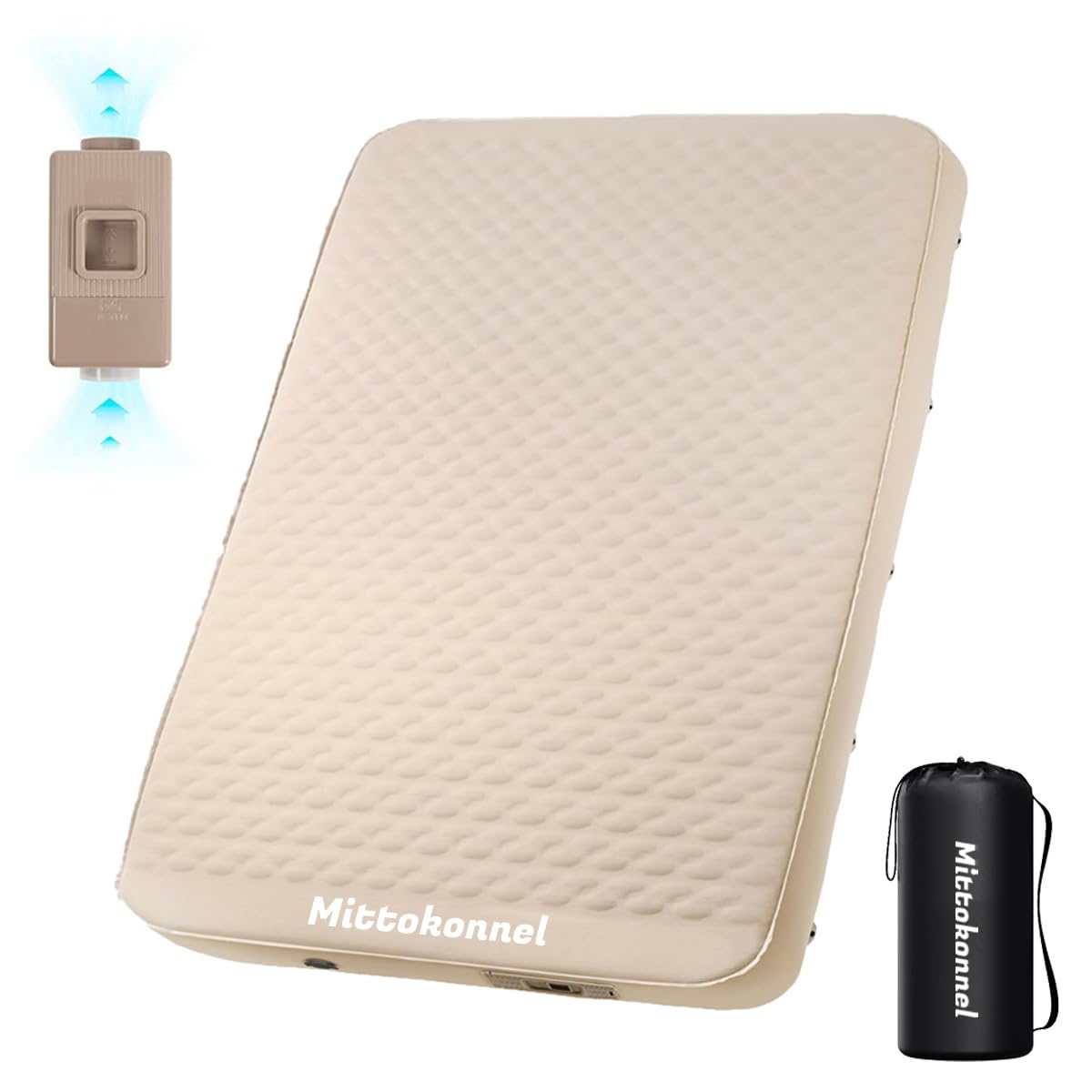 4 inch Camping Foam Mattress Queen pad Double with Electric Pump, 60 Seconds, Ultra-Compressible Compact Foam Camping pad, Insulated Sleeping pad for Tent, car, Camping