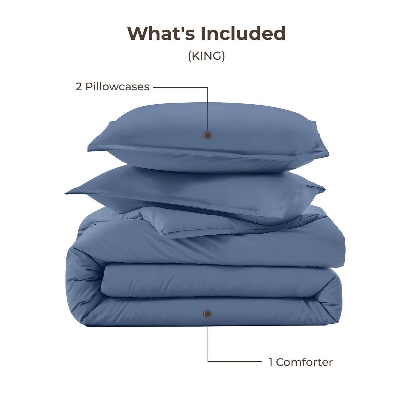Litanika Comforters King Size Ocean Blue, 3 Pieces Lightweight Solid Bedding Set & Collections, All Season Fluffy Bed Set (104x90 Inches Comforter & 2 Pillowcases)