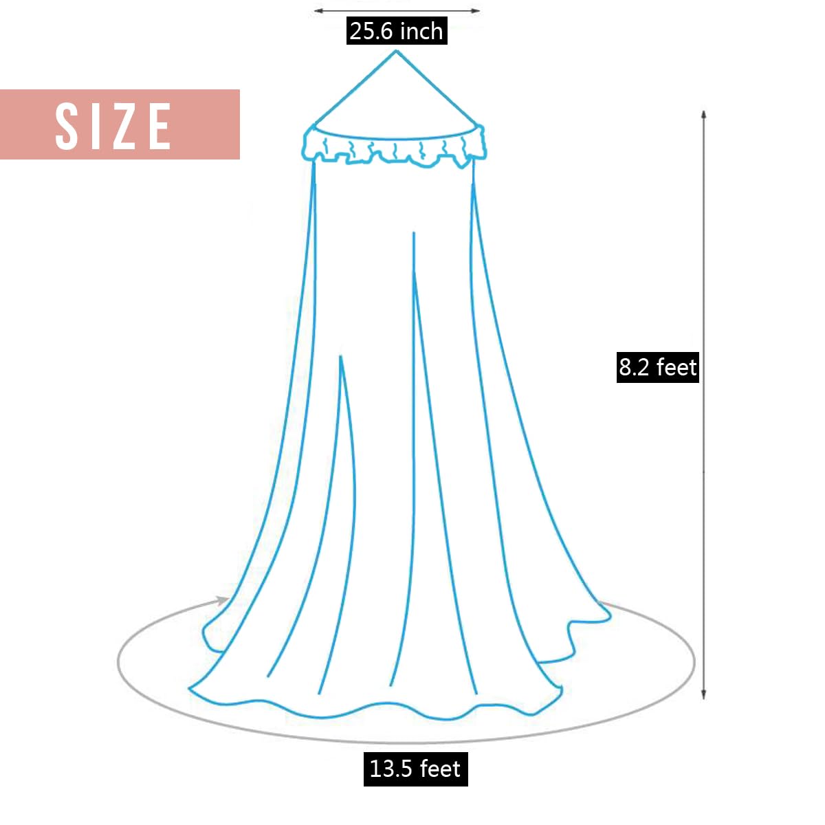 Kertnic Decor Princess Canopy for Girls Bed, Soft Smooth Playing Tent Canopy Room Decoration Castle, Dreamy Mosquito Net Bedding, Reading Nook Canopies in Home (Night Sky-Ruffle)