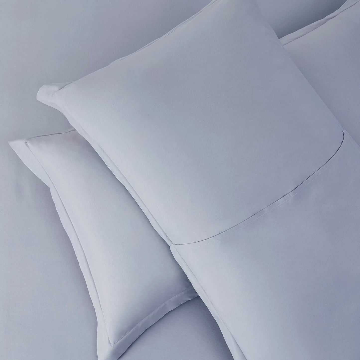 Hearth & Harbor Queen Size Duvet Cover & Bed Sheet Set Ice Blue, 7 Piece Soft Double Brushed Bedding Set, Includes Duvet Cover, Flat Sheet, Fitted Sheet, Pillowcases and Pillow Shams