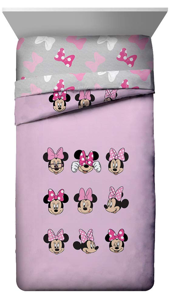 Disney Minnie Mouse Kids 5 Piece Twin Comforter Set for Girls - Bed in a Bag with Reversible Comforter, Sheets & Sham - Super Soft Fade Resistant Microfiber, Machine Washable (Official Disney Product)